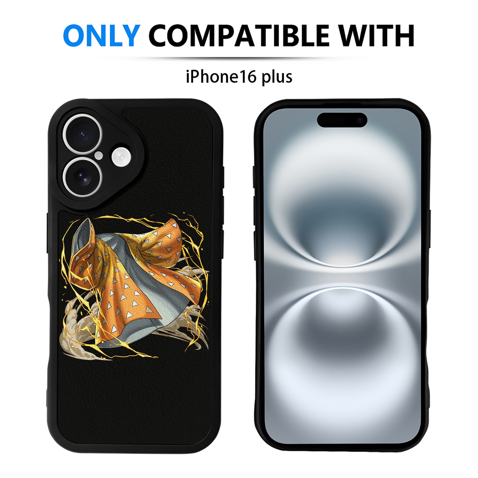 （画像用） 鬼滅の刃（きめつのやいば）我妻 善逸／あがつま ぜんいつ Agatsuma Zenitsu 【iPhone 16シリーズ対応】シリコンスマホケース（レザー調） 材質：シリコン